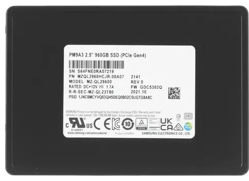 SSD накопитель PM9A3 MZQL2960HCJR-00A07