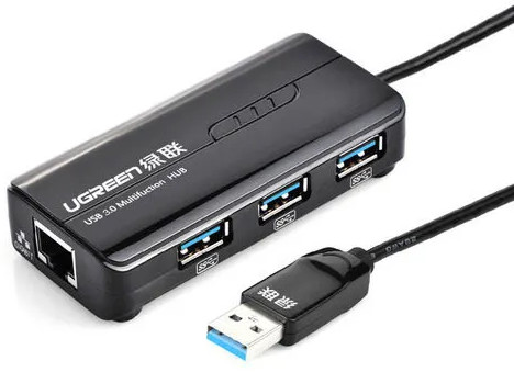 Конвертер Ugreen USB 3.0 на LAN RJ-45,10/100/1000 Mbps + USB HUB 3 port