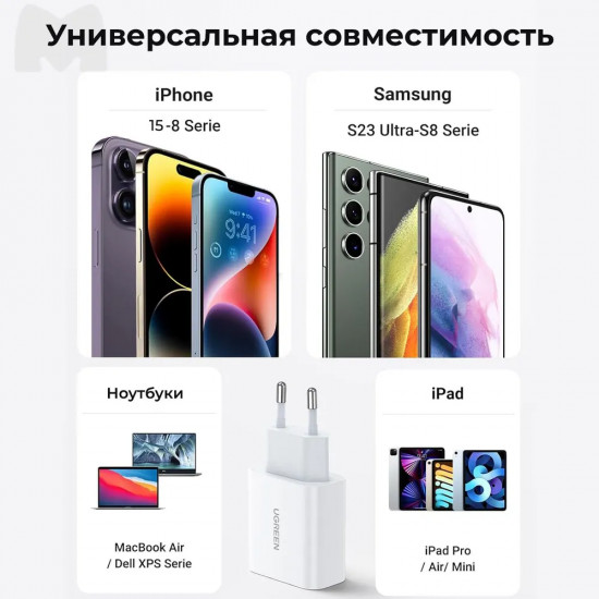 Зарядное устройство Ugreen USB C 30W QC3.0 CD127