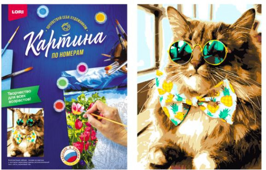 Картина по номерам «Модный котик»