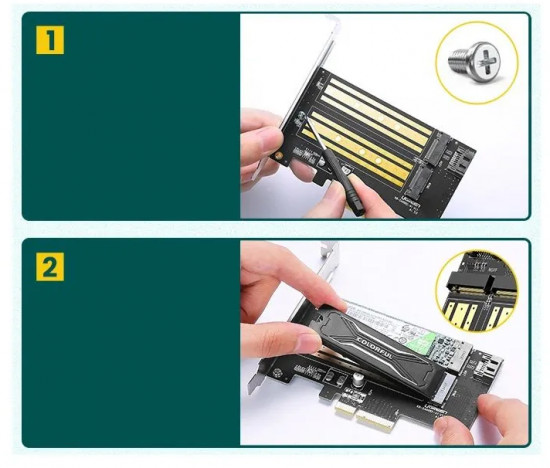 Преходник Ugreen для M.2 NVMe + M.2 NGFF с PCI-E 3.0x4 CM302