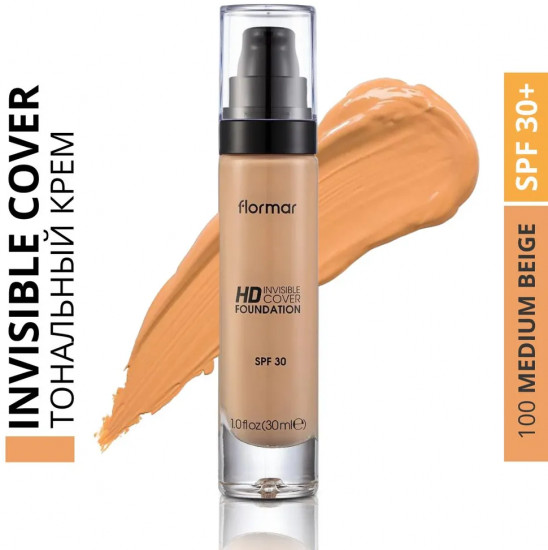 Тональный крем «Invisible Cover HD Foundation» SPF30, оттенок 100 Medium Beige