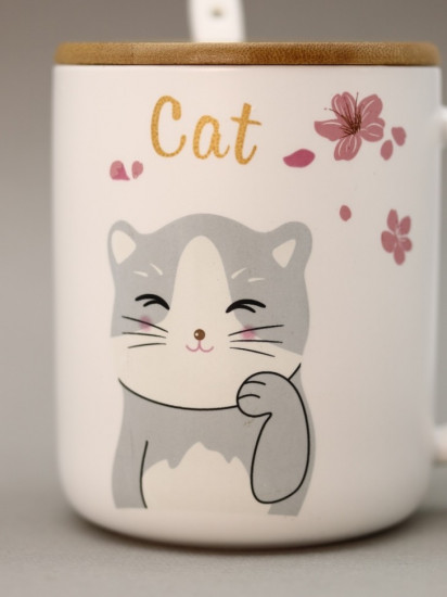 Кружка с крышкой и ложкой «Lovely kitten»