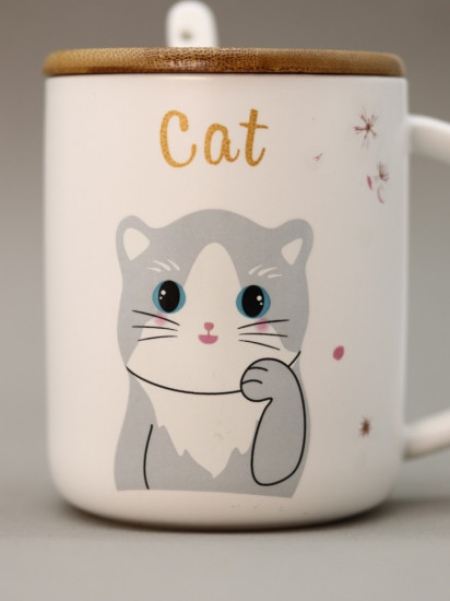Кружка с крышкой и ложкой «Lovely kitten»