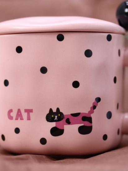 Кружка с крышкой и ложкой «Spotted cat»