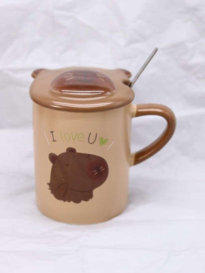 Кружка с крышкой и ложкой «Capybara I love u»