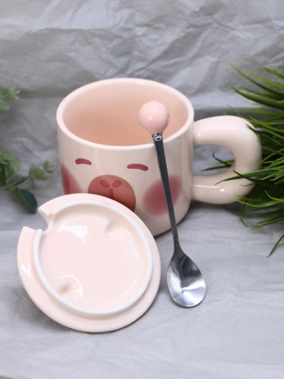 Кружка с крышкой и ложкой «Capybara with peach»
