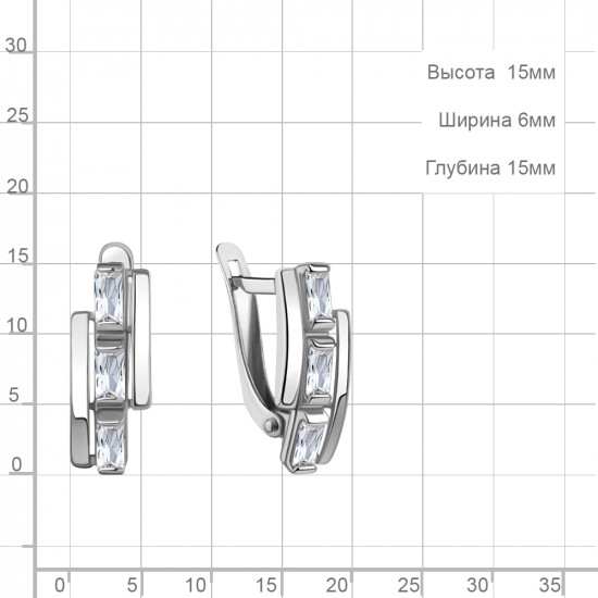 Серьги из серебра с фианитами