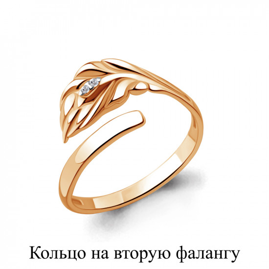 Кольцо на вторую фалангу из золоченого серебра с фианитами