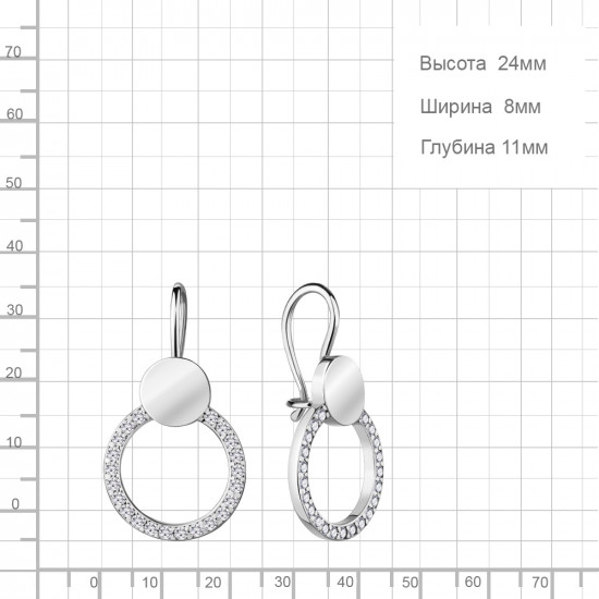 Серьги из серебра с фианитами