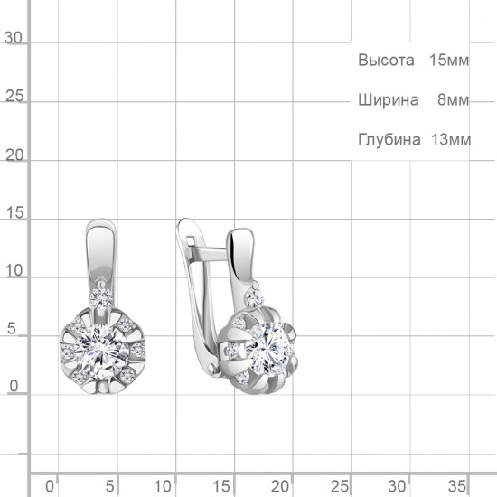 Серьги из серебра с фианитами