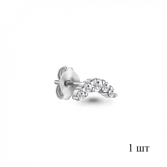Серьга из серебра с фианитами
