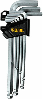 Набор удлиненных имбусовых ключей Denzel HEX 2-12 мм