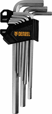 Набор удлиненных имбусовых ключей Denzel HEX 1.5-10 мм