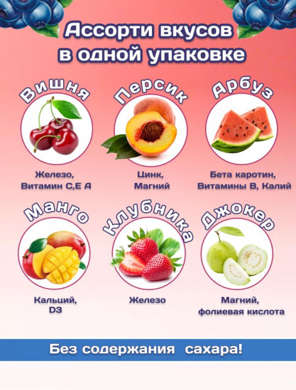 Леденцы для детей без сахара «Candy Vit Lollipops»