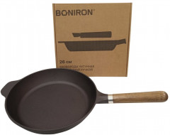 Сковорода чугунная с быстросъёмной деревянной ручкой - Фото 1