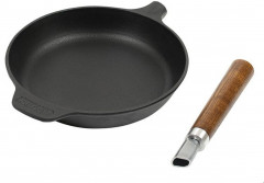 Сковорода чугунная с быстросъёмной деревянной ручкой - Фото 4