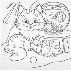 Роспись по холсту «Рыжий котик» - Фото 2