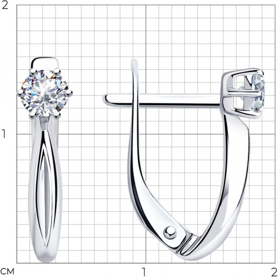Серьги из серебра с фианитами