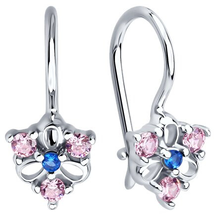 Серьги из серебра с фианитами