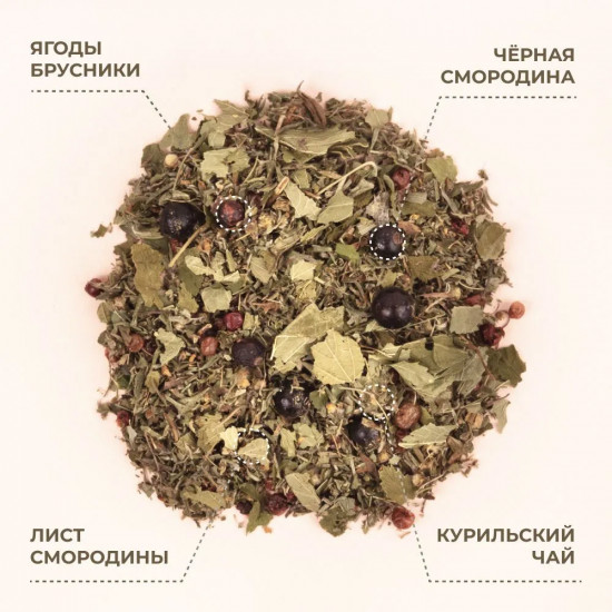 Курильский чай с брусникой и черной смородиной