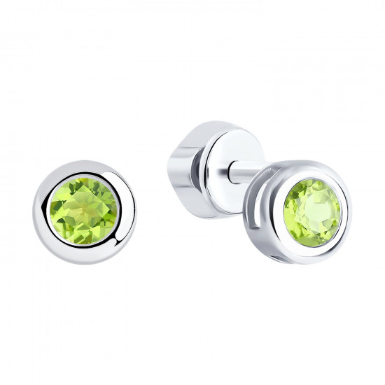 Серьги из серебра с хризолитами