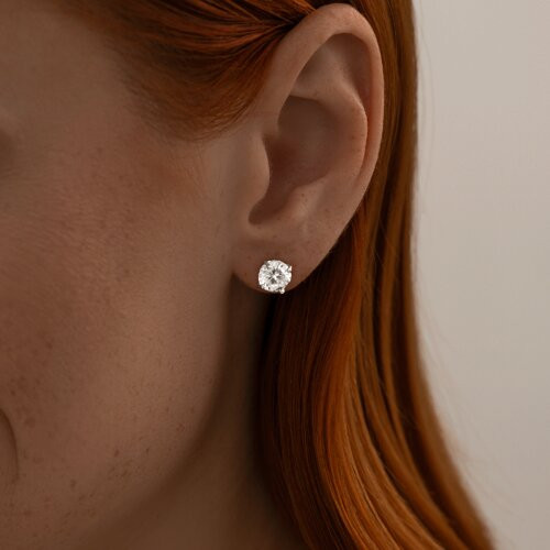 Серьги из серебра с фианитами