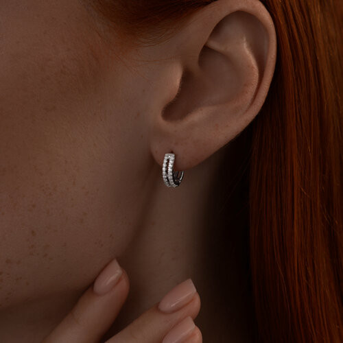 Серьги из серебра с фианитами