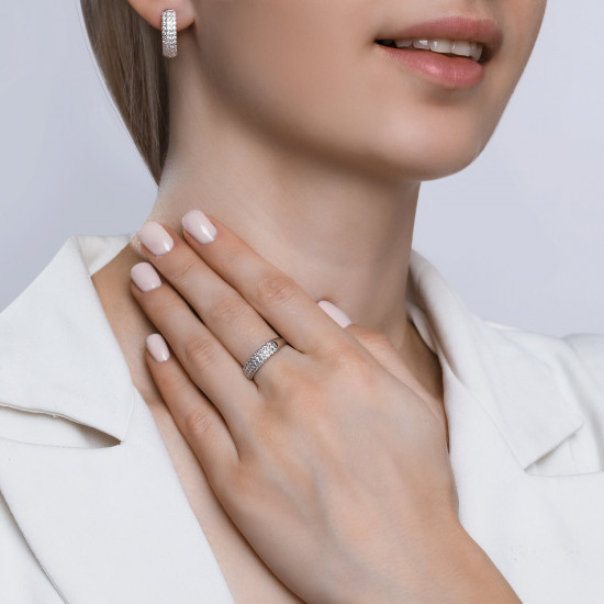 Серьги из серебра с фианитами
