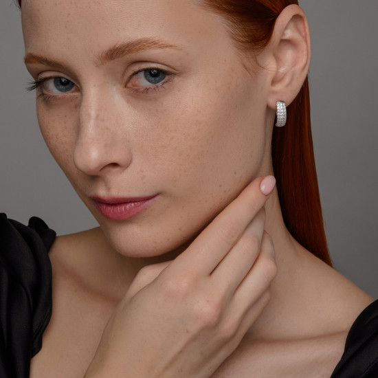 Серьги из серебра с фианитами
