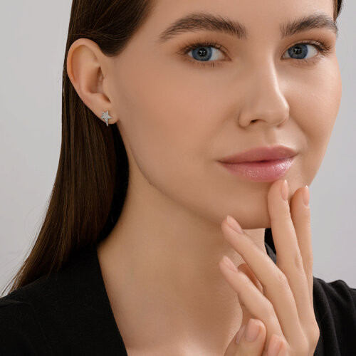 Серьги из серебра с фианитами