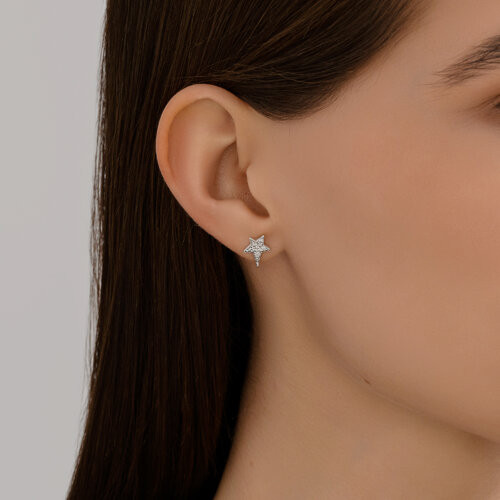 Серьги из серебра с фианитами