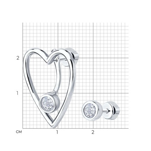 Серьги из серебра с фианитами
