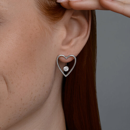 Серьги из серебра с фианитами