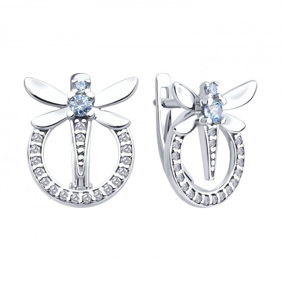 Серьги из серебра с фианитами