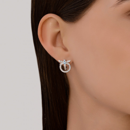 Серьги из серебра с фианитами