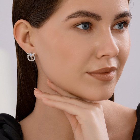Серьги из серебра с фианитами