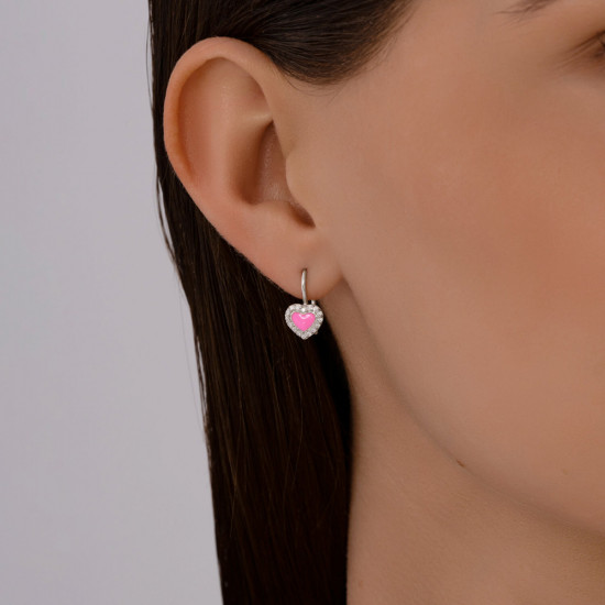 Серьги из серебра с фианитами и эмалью