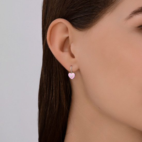 Серьги из серебра с фианитами и эмалью