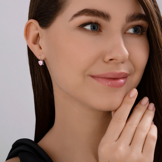 Серьги из серебра с фианитами и эмалью