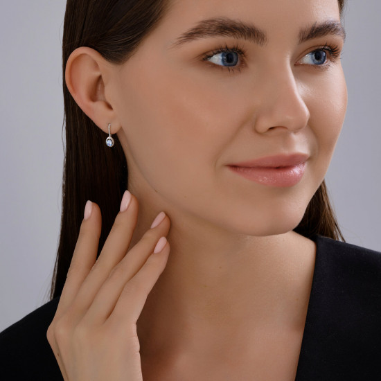 Серьги из серебра с фианитами
