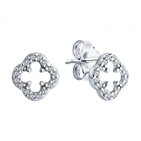 Серьги из серебра с фианитами