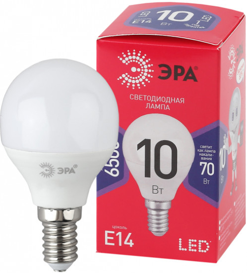Лампсветодиодная ЭРА P45-10W-865-E14 R