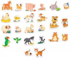 Набор магнитов «Домашние животные и их детеныши» (24 магнита) - Фото 1