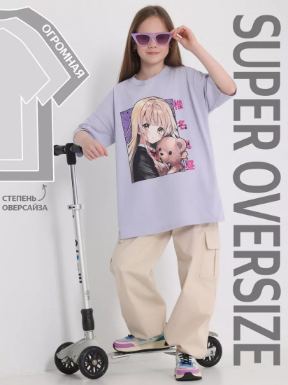 Футболка для девочек «Аниме с тедди»