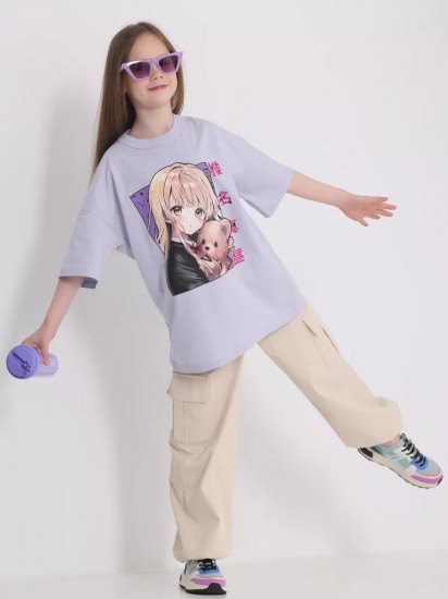 Футболка для девочек «Аниме с тедди»