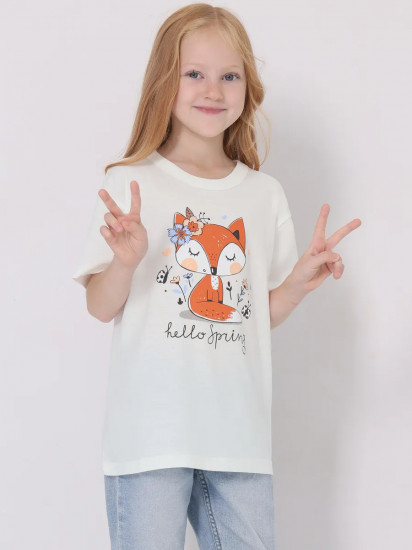 Футболка для девочек «Лисичка и бабочки»