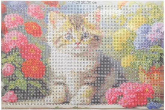 Мозаика алмазная «Котик в цветах»