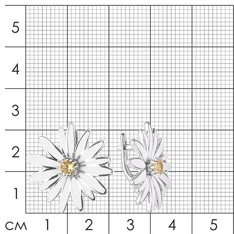 Серьги из серебра с фианитом и эмалью
