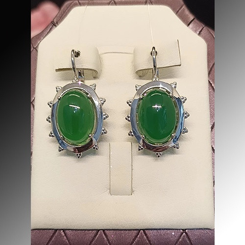 Серьги из серебра с хризопразом